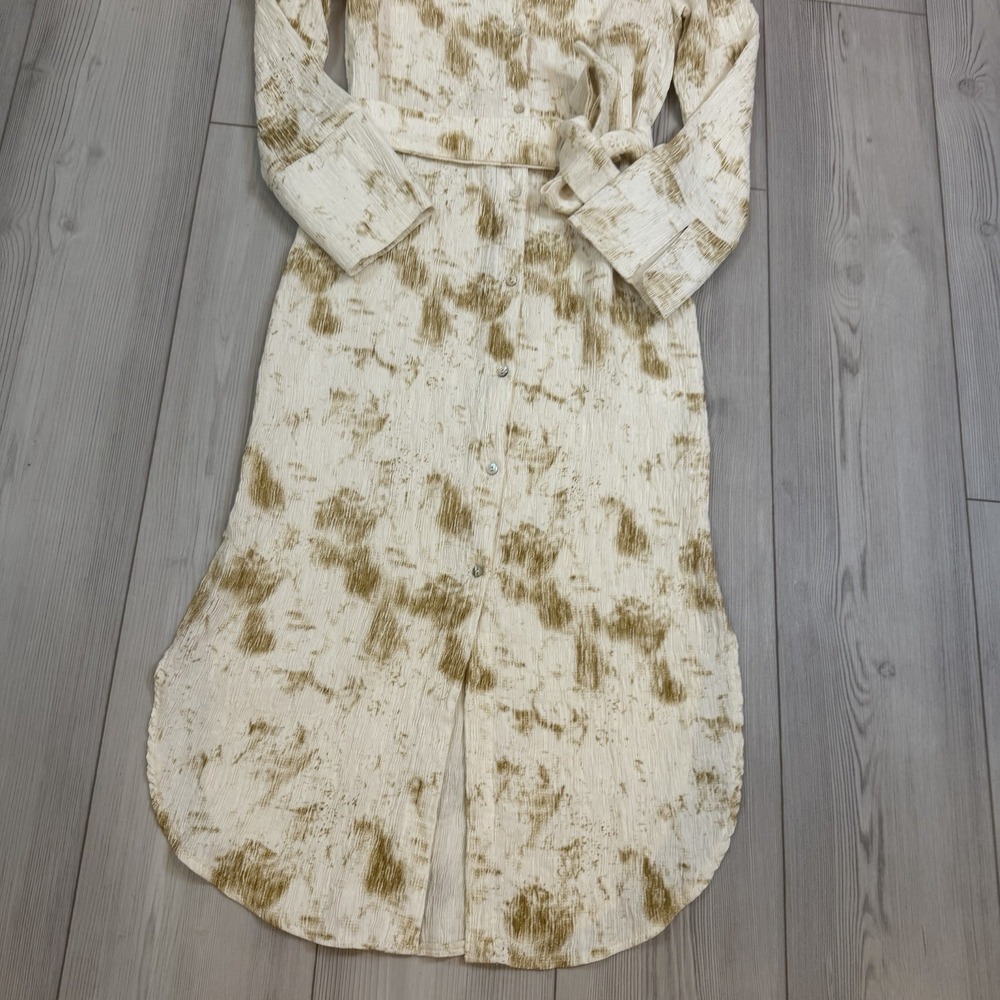 Anthropologie - Little Lies Crinkle Dye Tie Waist Shirt Midi Dress Size Small - Picture 5 of 13